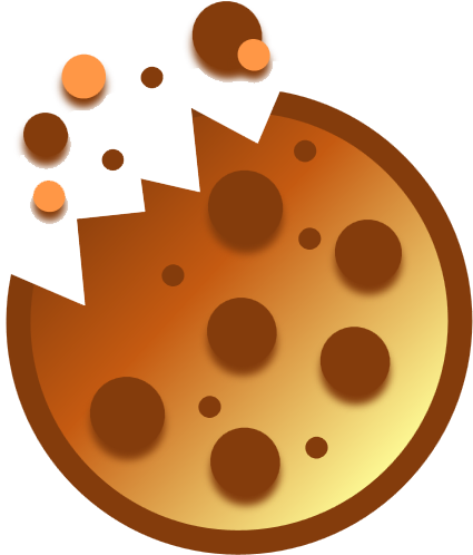 Cookie with a bite taken out, crumbs flying off, symbolizing cookies and the GDPR