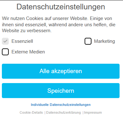 Borlabs Cookie banner: privacy settings with Accept all and Save buttons