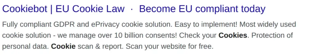 Cookiebot experiences: Google ad promises a fully compliant GDPR cookie solution