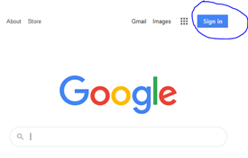 ePrivacy and Google: homepage with the Sign in button highlighted