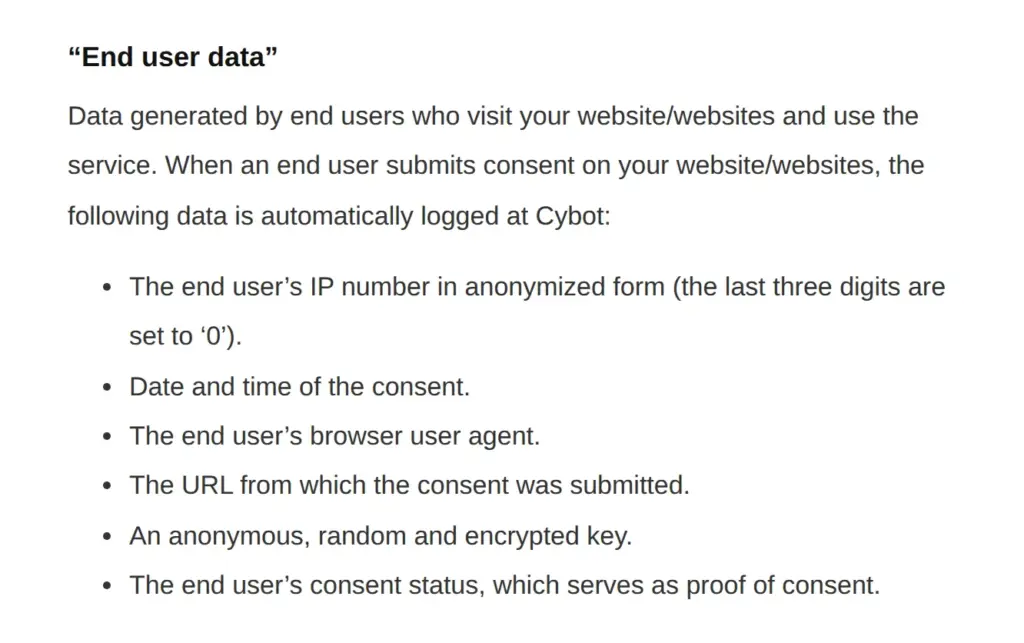 Cookiebot and GDPR: IP address supposedly anonymised by setting the last three digits to 0