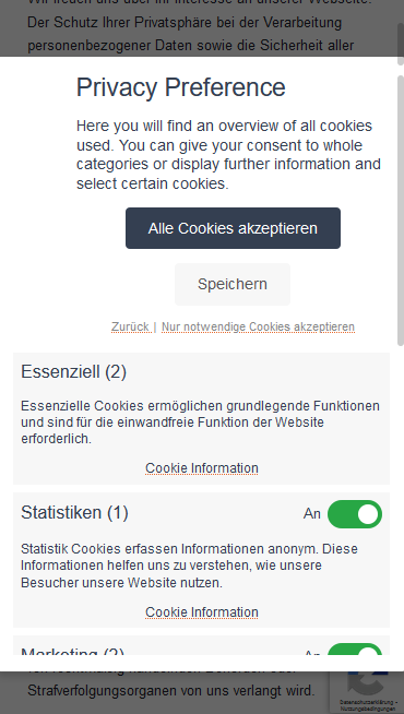 English-language Borlabs banner Privacy Preference covering the privacy policy on a smartphone