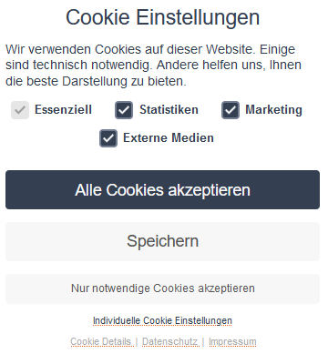 Borlabs Cookie with preselected categories Statistics, Marketing and External media